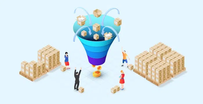 A group of people throwing boxes.