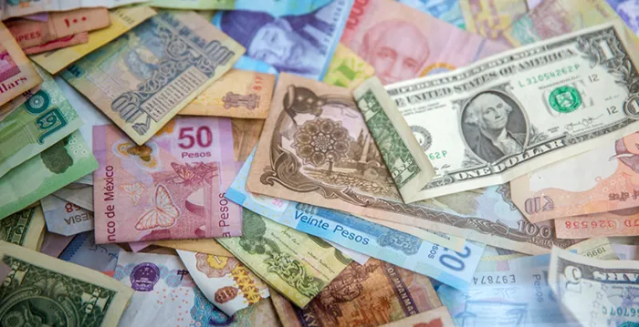 Different types on money.