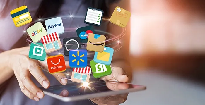 Logos of different marketplaces and sales channels including.