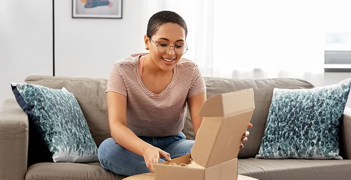A customer opening up a package.