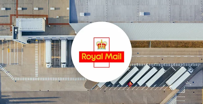 Royal Mail logo in white circle.