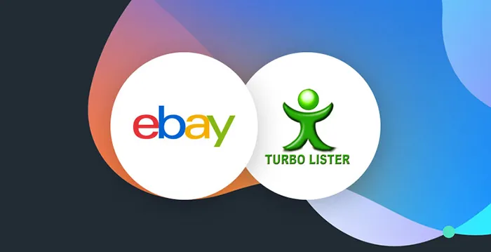 Turbo Lister and Ebay logos in white circles.
