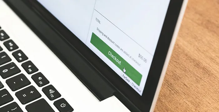 Close up of a laptop presenting checkout.