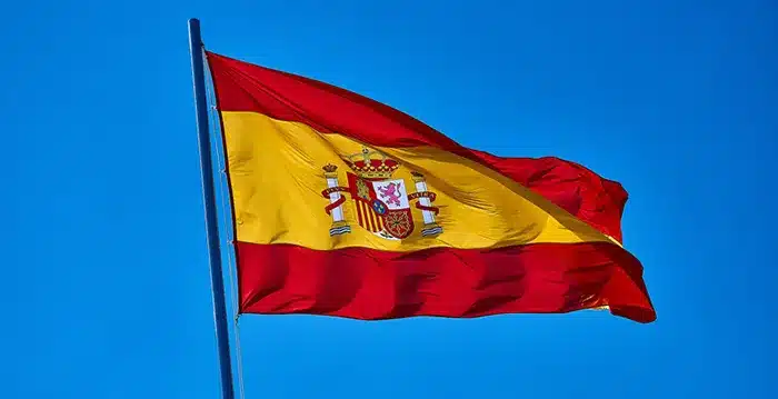 Spain flag waving.