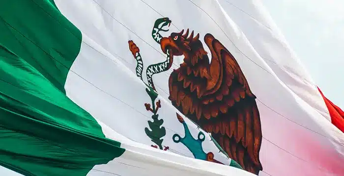 A close-up of a Mexico flag.