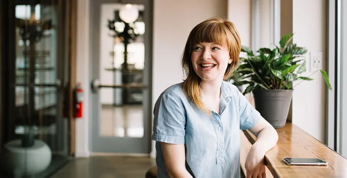 A person sitting at a table.