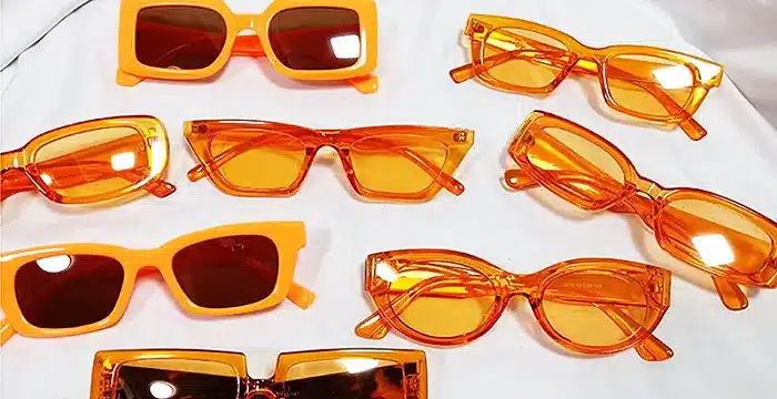 A group of orange glasses.