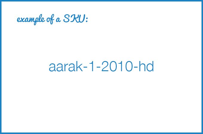 SKU number example that says "aarak-1-2010-hd"