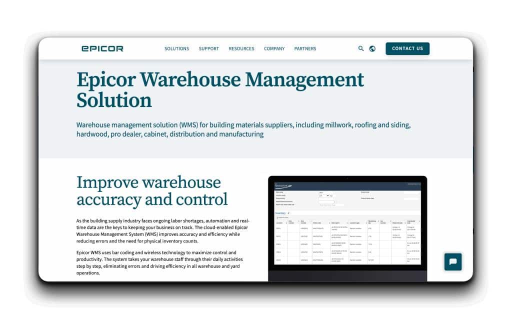 Epicor software home page