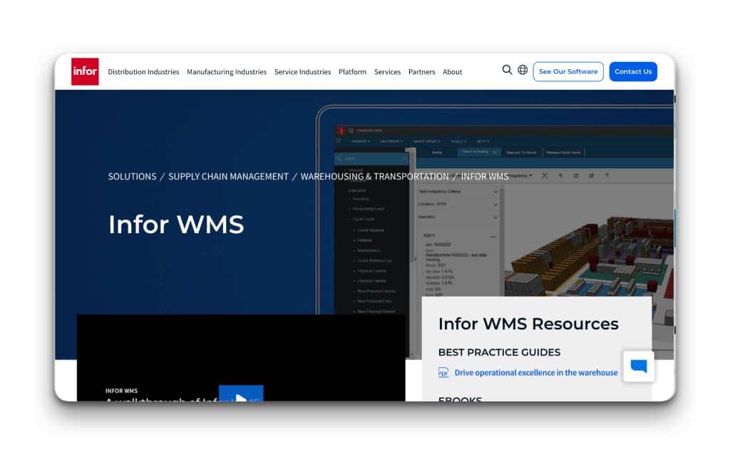 Infor WMS home page