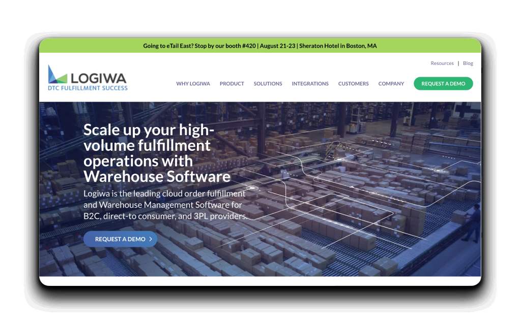 Logiwa warehouse software home page