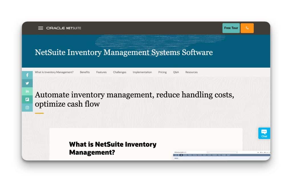 Oracle Netsuite inventory management page