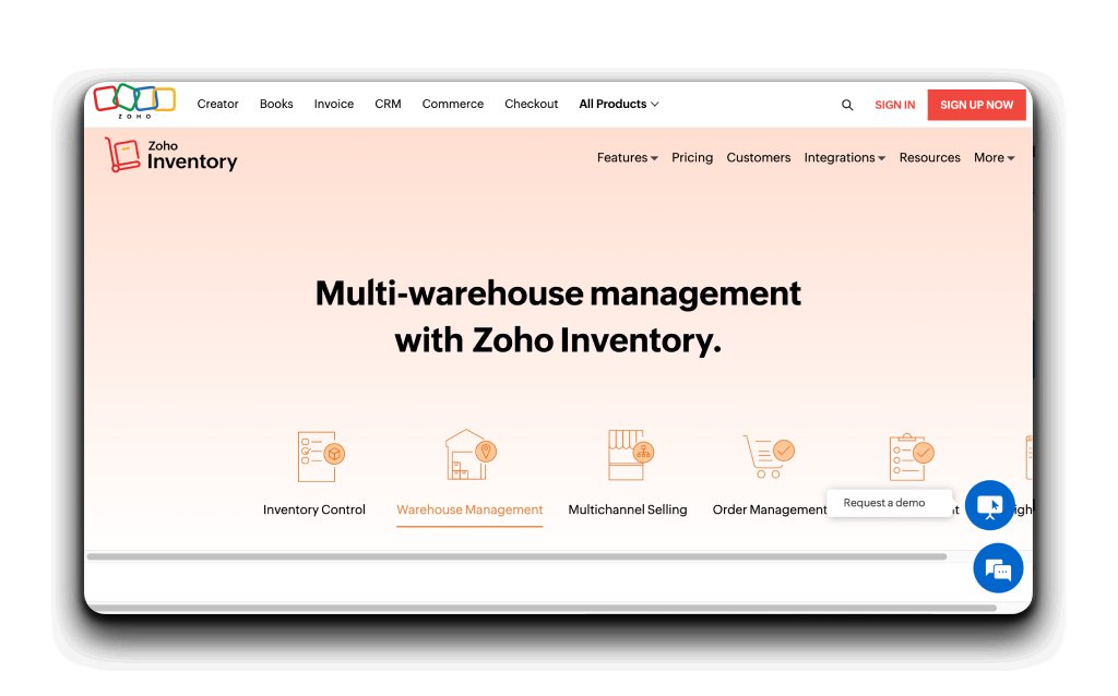 Zoho Inventory home page